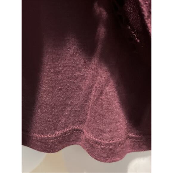 INC Women's Lace Top Sheer Bell Sleeve Purple Burgundy Size M Boho Romantic - Picture 8 of 10